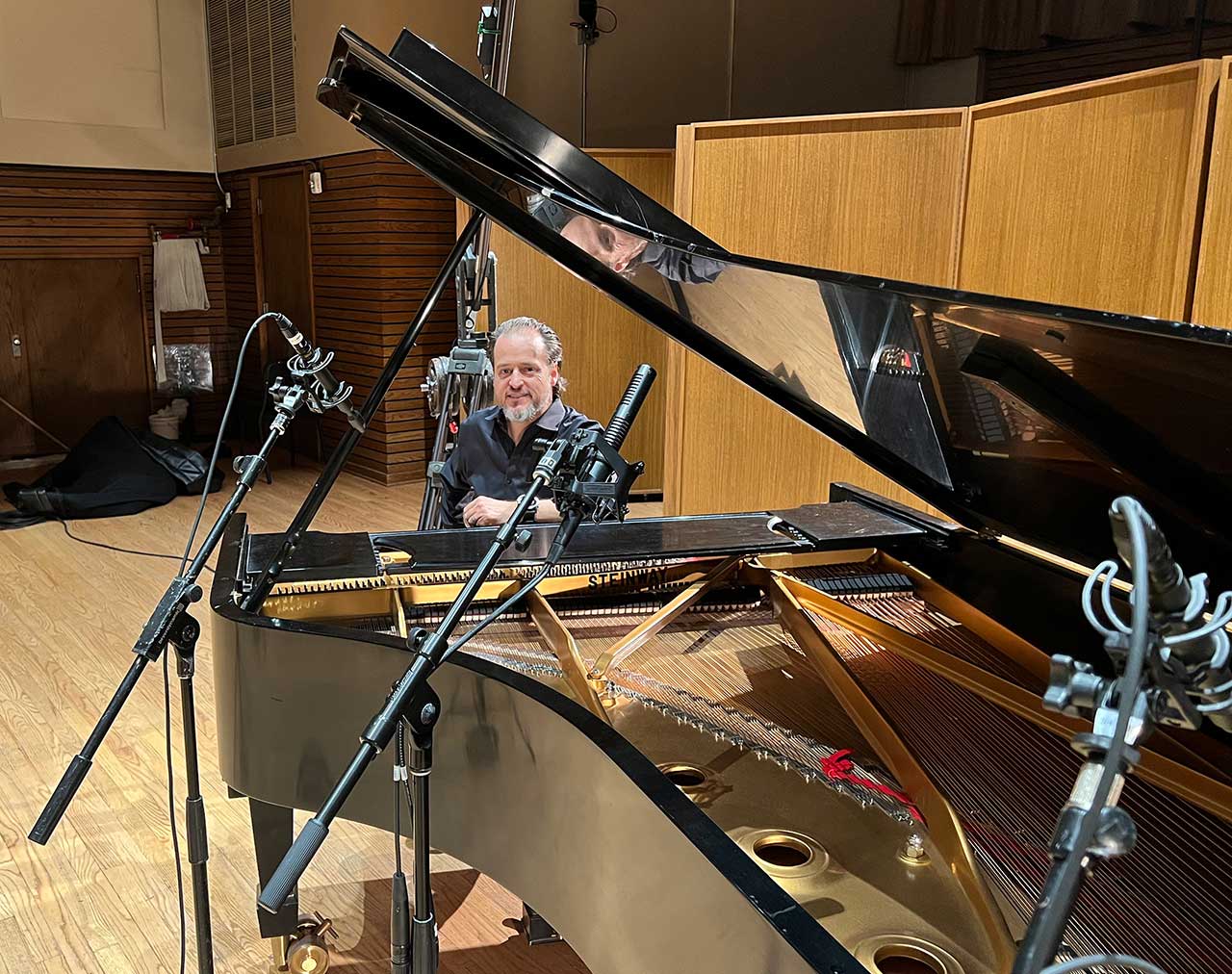 Paul Cardall at Piano with Sanken 100K Mics at Five/Four Productions